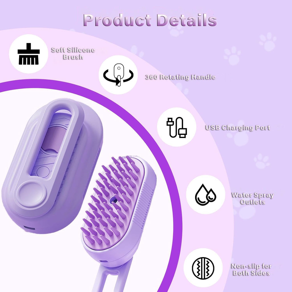 3-in-1 Steam Pet Grooming Brush
