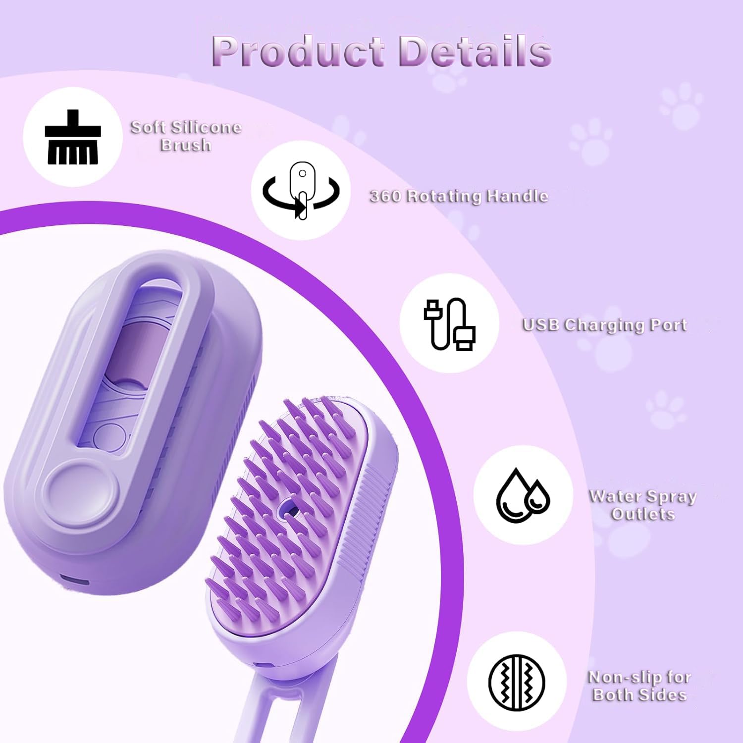 3-in-1 Steam Pet Grooming Brush