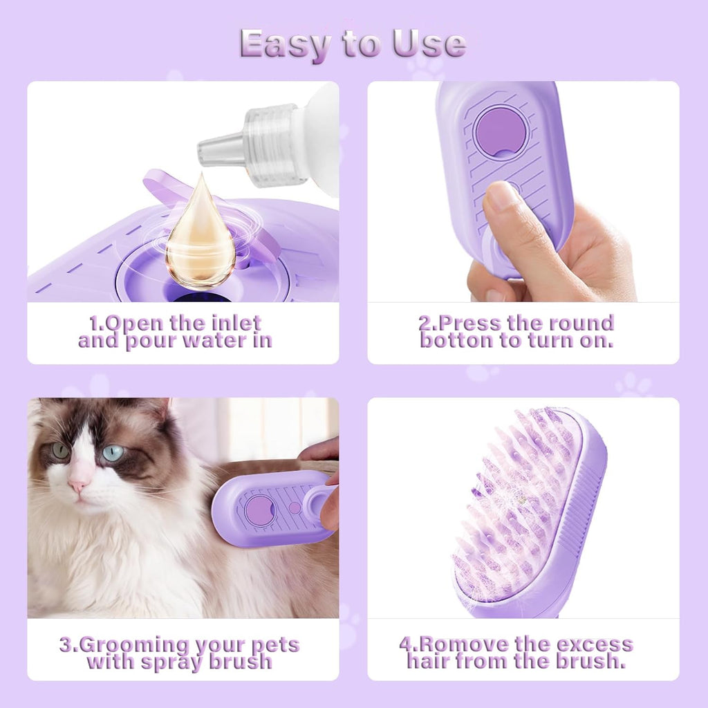 3-in-1 Steam Pet Grooming Brush