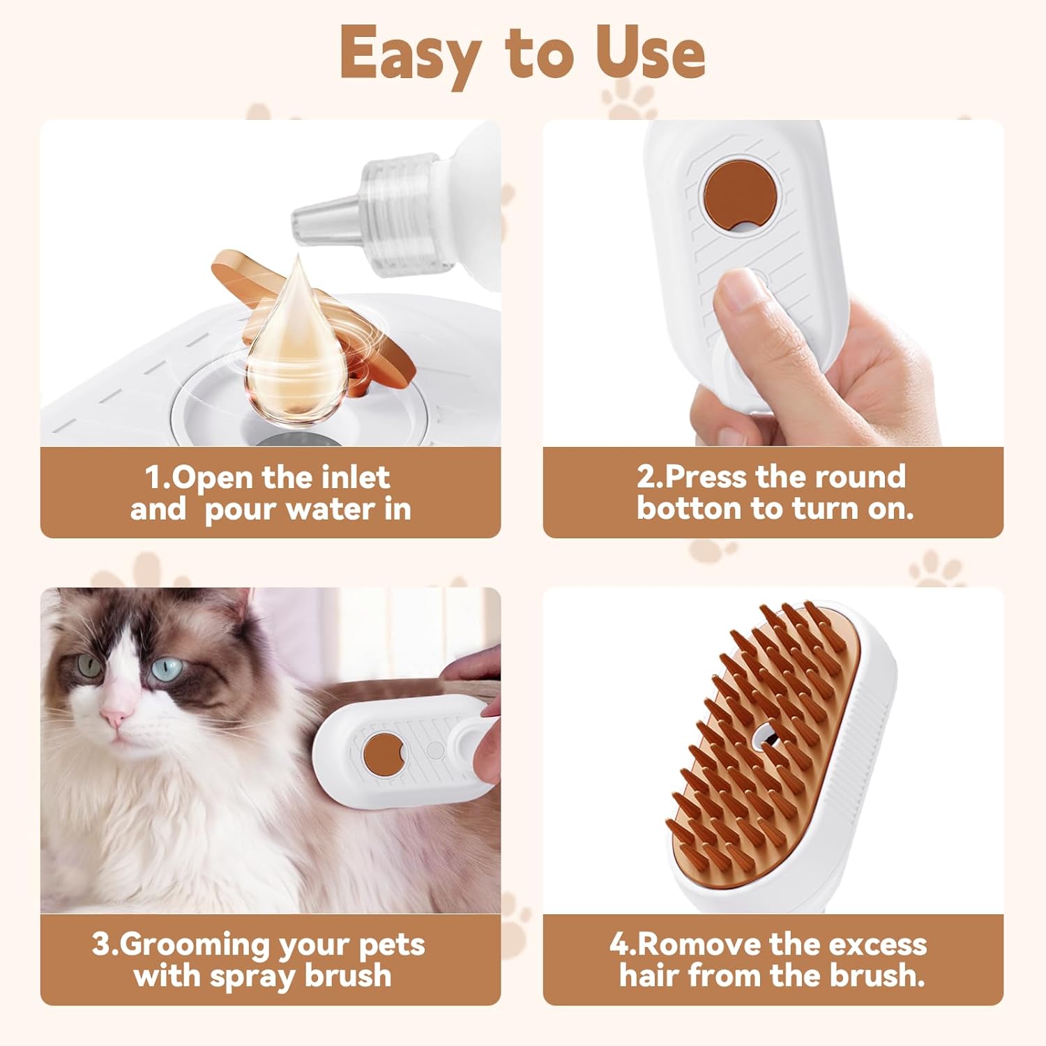 3-in-1 Steam Pet Grooming Brush